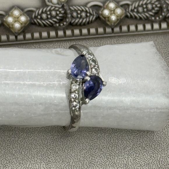 Purple Amethyst Ring In 925 Sterling Silver Size 7 with other stones. Vintage. - Picture 7 of 11